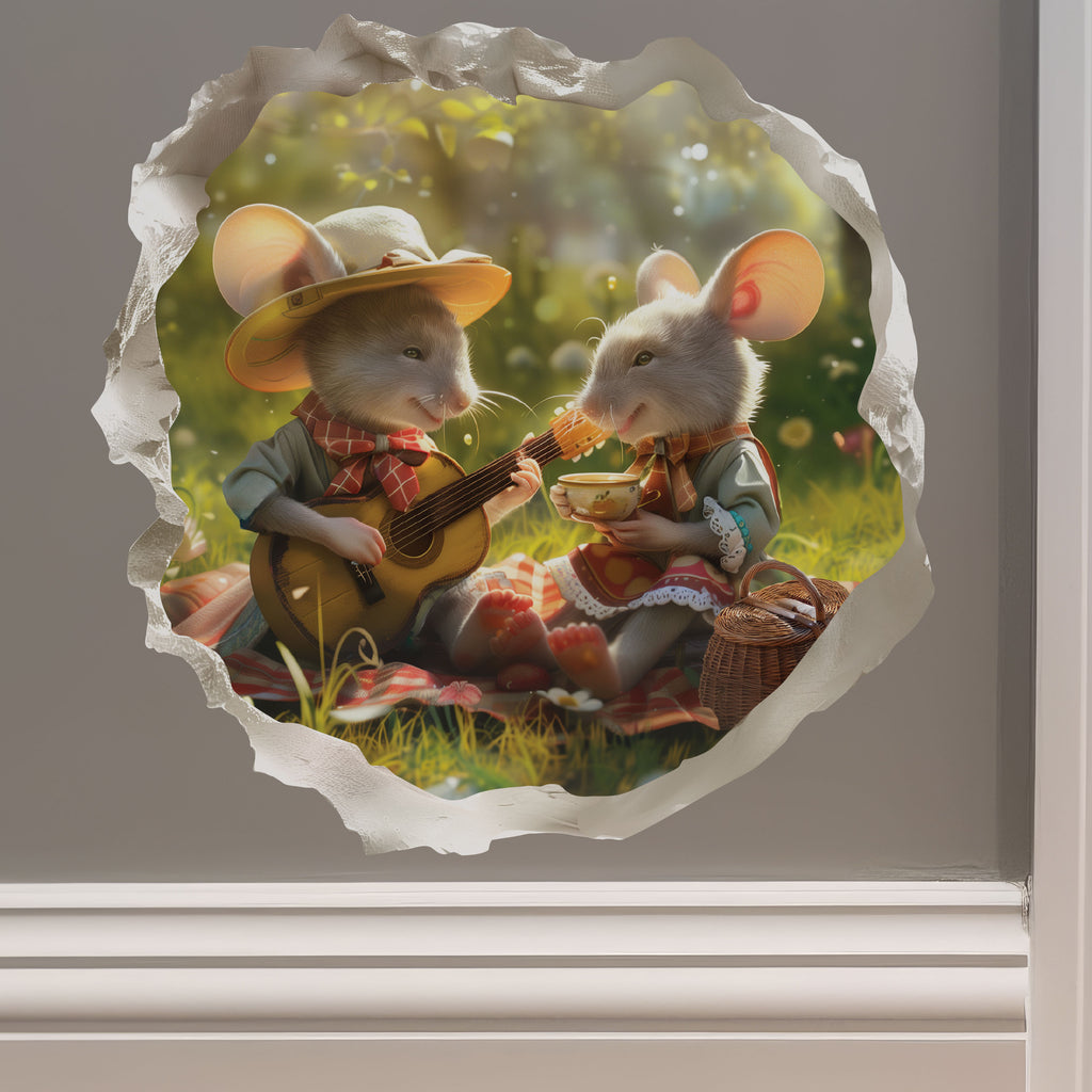 Picnic Mice decal on wall