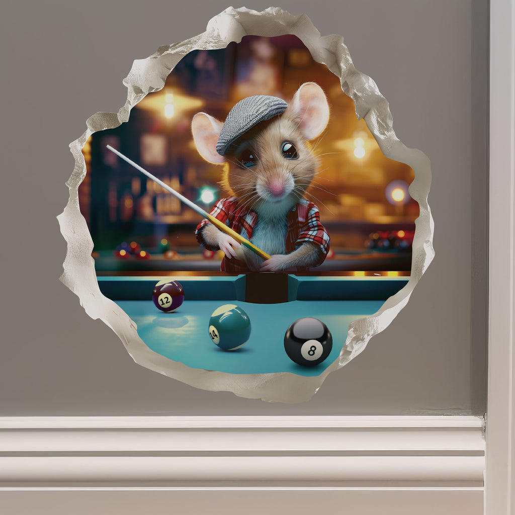 Pool Billiards mouse decal on wall