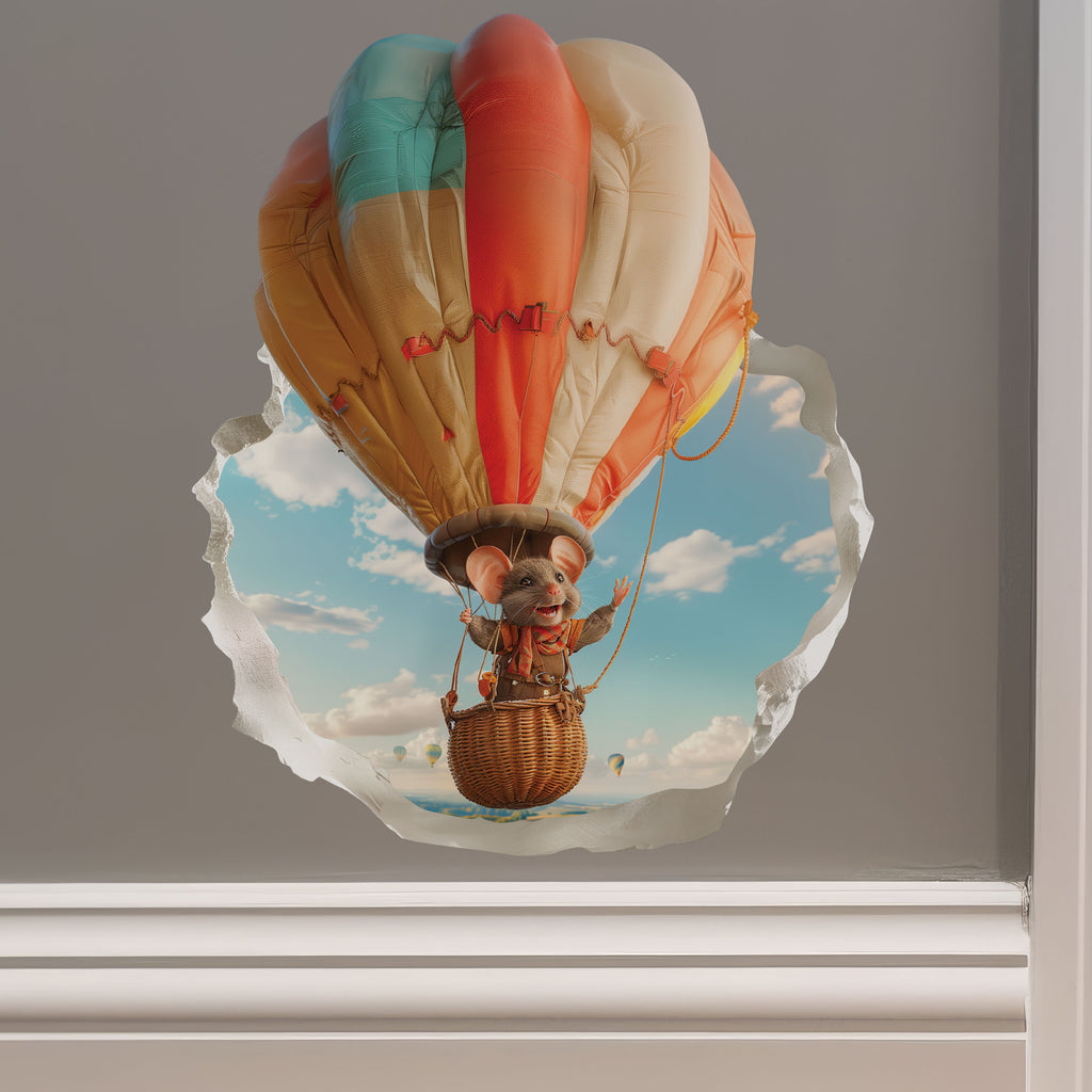 Hot Air Balloon Mouse decal on wall