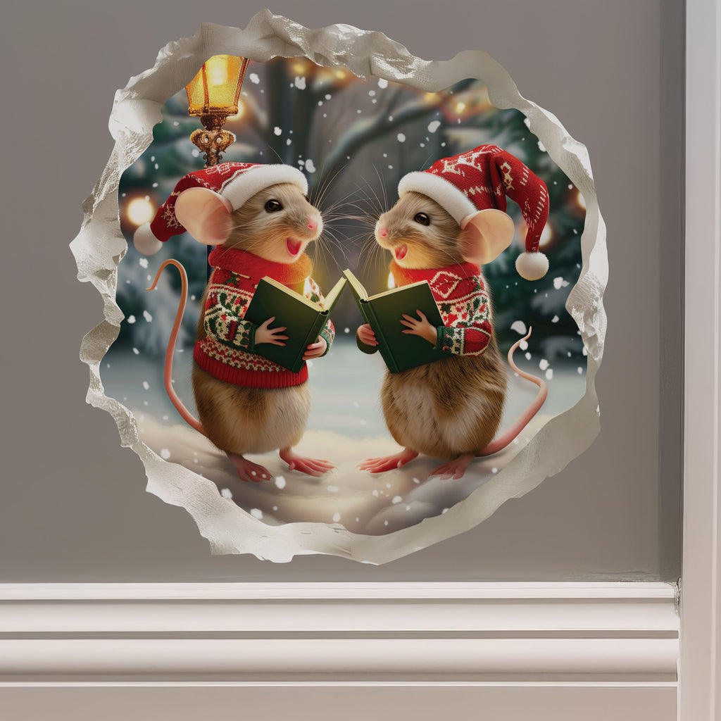 Christmas Carol Mice decal on wall