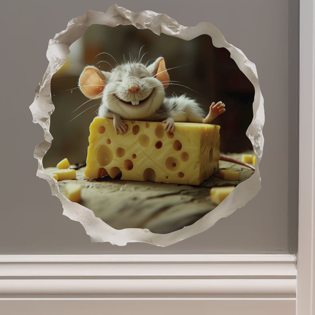 Happy Cheese mouse decal on wall