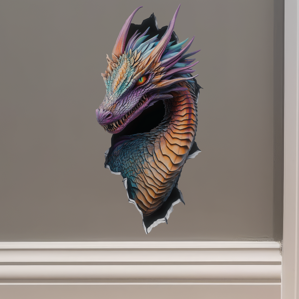 Pearlescent Dragon Decal on wall