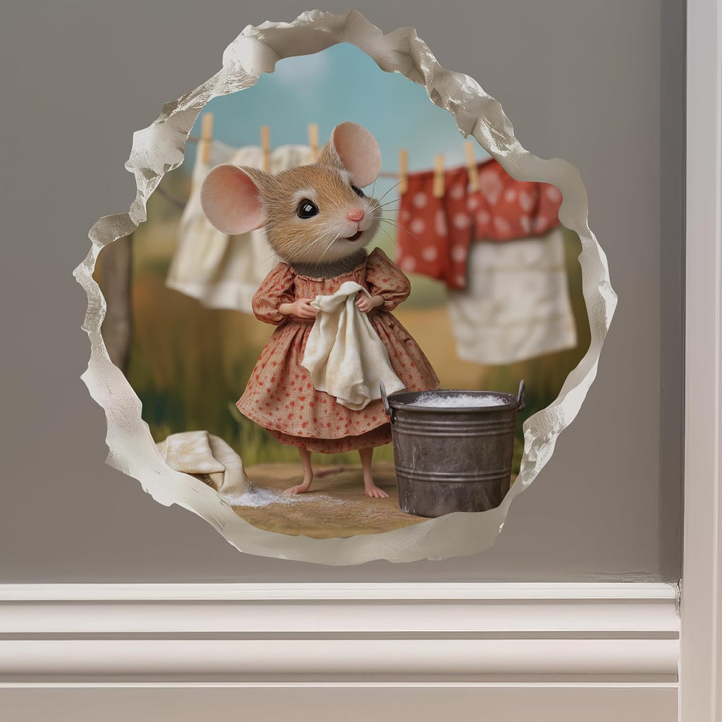 Laundry Mouse Wall Hole Sticker