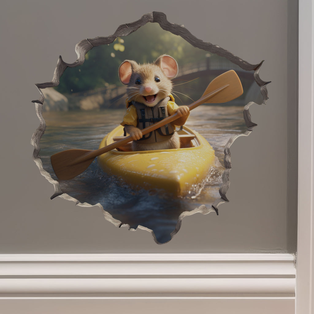 Kayaking Mouse decal on wall