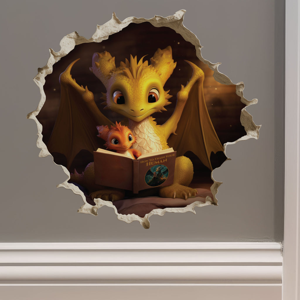 Dragon Parent and Child Reading decal on wall