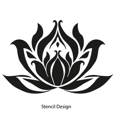 02-00009 Flourished Lotus Border Stencil - iStencils